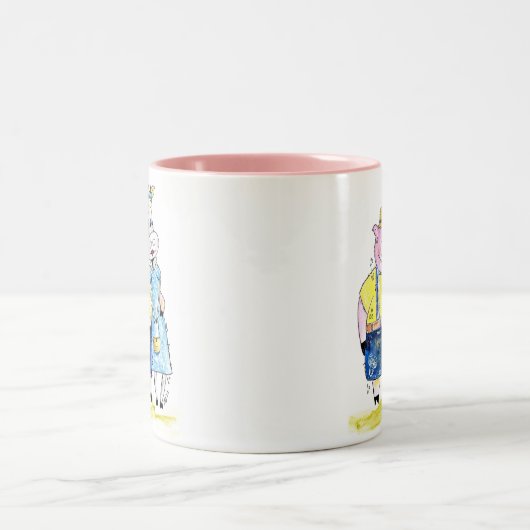 Tasse 2 Couleurs Cochon et vache blanc mignon (Centre)