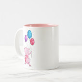 Tasse 2 Couleurs Cochon rose géant avec ballons (Devant gauche)