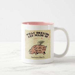 TASSE 2 COULEURS COCHON VOLANT COUPÉ - DE QUOI SONT FAITS LES RÊVES