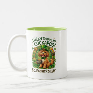 Tasse 2 Couleurs Cockapoo Saint-Patrick Chanceux Chien Pot d'Or