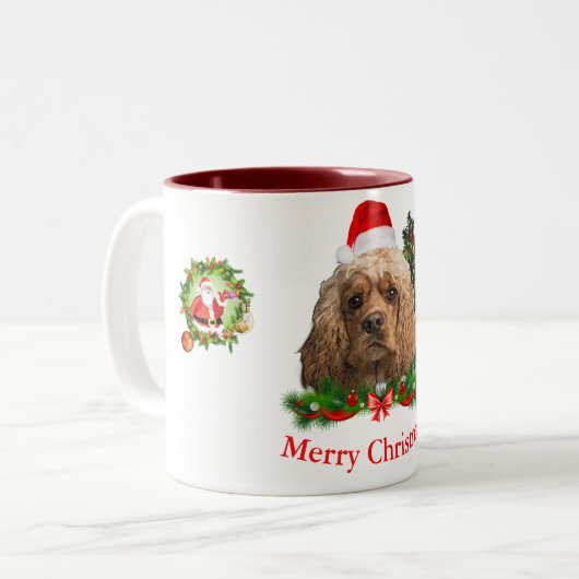 Tasse 2 Couleurs Cocker spaniel Noël (Devant gauche)