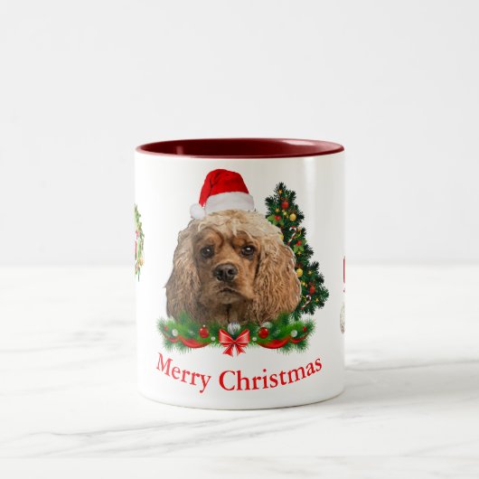 Tasse 2 Couleurs Cocker spaniel Noël (Centre)
