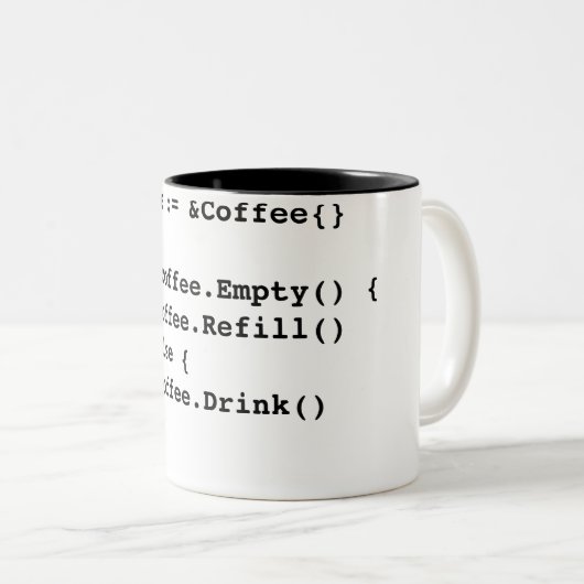 Tasse 2 Couleurs Code de café dans Golang (Devant droit)