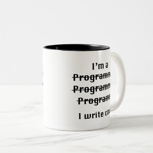 Tasse 2 Couleurs Code d'écriture (Devant droit)