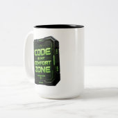 Tasse 2 Couleurs Code est ma zone de confort Cyberpunk Programmeur (Devant gauche)