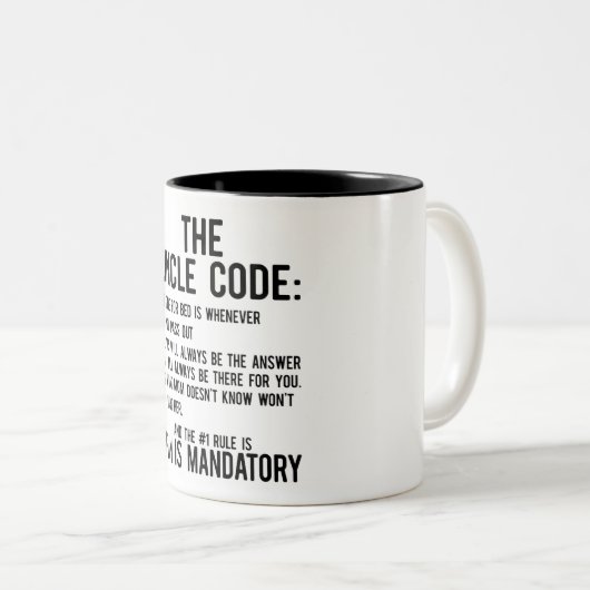 Tasse 2 Couleurs Code oncle (Devant droit)