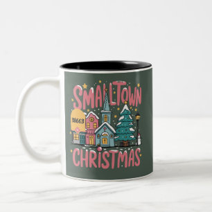 Tasse 2 Couleurs Code Postal Personnalisé Noël Petit Village Rose 