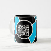 Tasse 2 Couleurs Code QR de bullseye turquoise (Devant gauche)