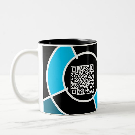 Tasse 2 Couleurs Code QR de bullseye turquoise (Gauche)