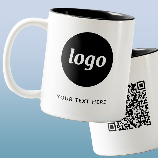 Tasse 2 Couleurs Code QR de logo simple et texte promotionnel d'ent