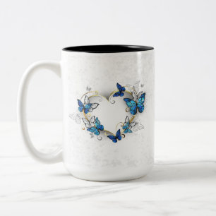 Tasse 2 Couleurs Coeur bijoux avec papillons Morpho