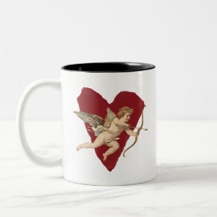 Tasse 2 Couleurs Cœur d'ange rouge vin romantique avec arc et flèch