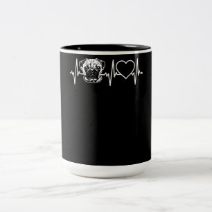 Tasse 2 Couleurs Coeur de chien Carlin mignon Love Carlin Dog