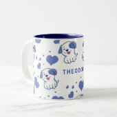 Tasse 2 Couleurs Coeur de chiot bleu mignon (Devant gauche)