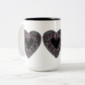 Tasse 2 Couleurs Coeur de dentelle noire (Devant gauche)