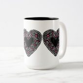 Tasse 2 Couleurs Coeur de dentelle noire (Devant droit)