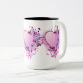 Tasse 2 Couleurs Coeur de lavande Rose en cascade (Devant droit)