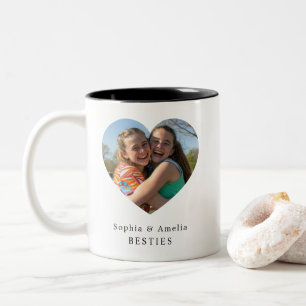 Tasse 2 Couleurs Cœur de Meilleurs Amis Personnalisé avec Photo et