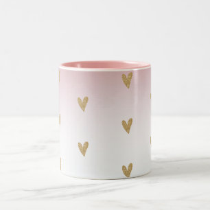 Tasse 2 Couleurs Coeur de Parties scintillant dorée d'Ombre blanc r