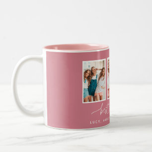 Tasse 2 Couleurs Coeur de script mignon moderne multi photo meilleu