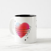 Tasse 2 Couleurs coeur de valentine rouge hitech 3d espace (Devant gauche)