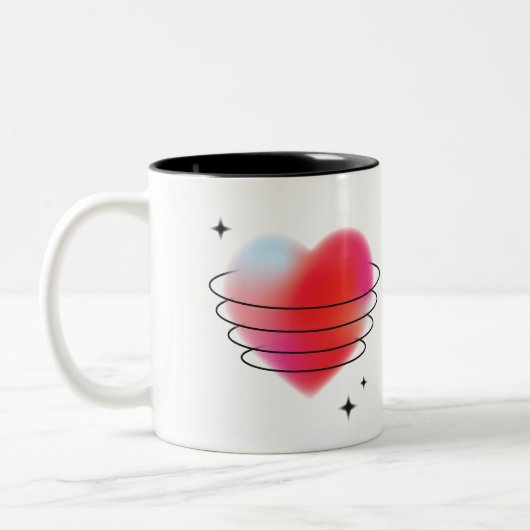 Tasse 2 Couleurs coeur de valentine rouge hitech 3d espace (Gauche)