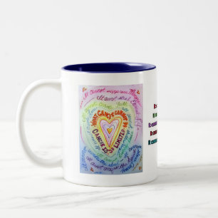 Tasse 2 Couleurs Coeur du cancer arc-en-ciel