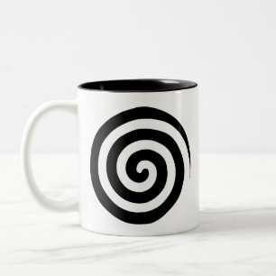 Tasse 2 Couleurs Cœur et cercles en spirale en noir et blanc Deux-