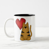 Tasse 2 Couleurs Coeur et chat rayé (Gauche)