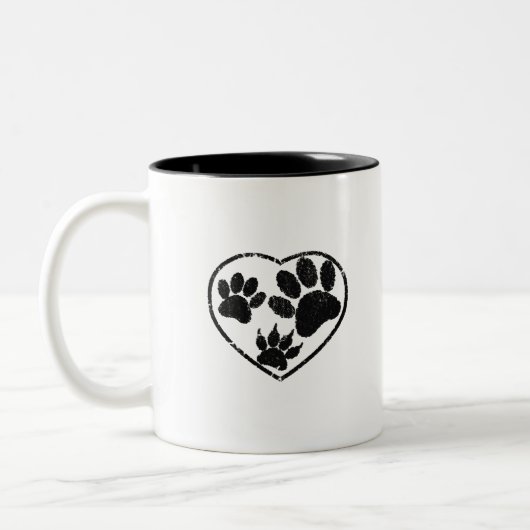 Tasse 2 Couleurs Coeur Et Empreintes de pattes De Animaux De Compag (Gauche)