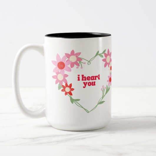 Tasse 2 Couleurs Coeur floral mignon Saint Valentin (Gauche)