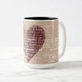 Tasse 2 Couleurs Coeur inspiré d'aquarelle de mots (Devant droit)