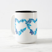 Tasse 2 Couleurs Coeur papillon bleu floral (Devant gauche)