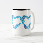 Tasse 2 Couleurs Coeur papillon bleu floral (Devant droit)