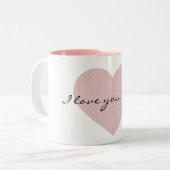 Tasse 2 Couleurs Coeur Pois rose (Devant gauche)