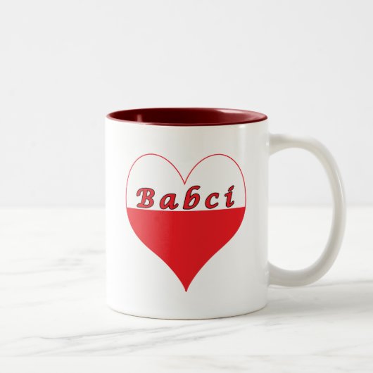 Tasse 2 Couleurs Coeur polonais de Babci (Droit)