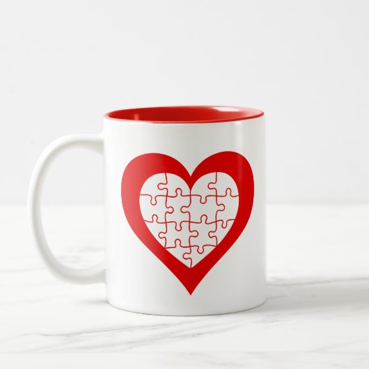 Tasse 2 Couleurs Cœur puzzle (Gauche)