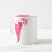 Tasse 2 Couleurs Coeur rose éclatant (Devant gauche)