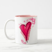 Tasse 2 Couleurs Coeur rose éclatant (Gauche)