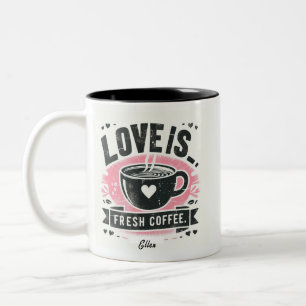 Tasse 2 Couleurs Coeur rose mignon café frais amour
