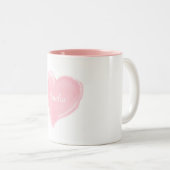 Tasse 2 Couleurs Coeur rose personnalisé d'aquarelle (Devant droit)