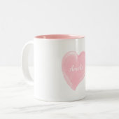 Tasse 2 Couleurs Coeur rose personnalisé d'aquarelle (Devant gauche)