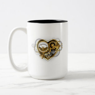 Tasse 2 Couleurs Cœur Steampunk avec un Manomètre