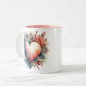 Tasse 2 Couleurs Coeur unique (Devant gauche)
