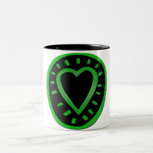 Tasse 2 Couleurs Coeur vert et noir