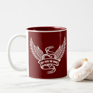 Tasse 2 Couleurs Coeur vintage Avec Ailes, L'Amour Vous Donne Des A