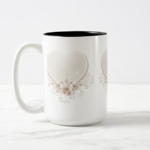 Tasse 2 Couleurs Coeur vintage et Rose Ecru