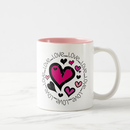 Tasse 2 Couleurs Coeurs Amour Amour Amour (Droit)