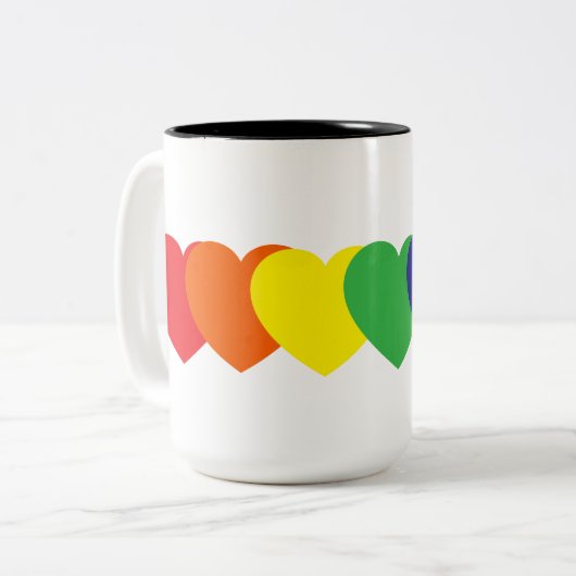 Tasse 2 Couleurs Coeurs arc-en-ciel (Devant gauche)