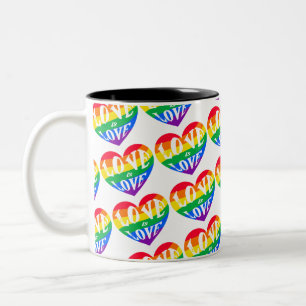 Tasse 2 Couleurs Coeurs arc-en-ciel L'amour est la fierté de l'amou